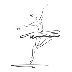 art sketched beautiful young ballerina in ballet pose