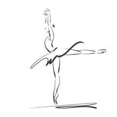 art sketched beautiful young ballerina in ballet pose