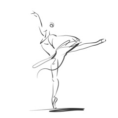 art sketched beautiful young ballerina with tutu in ballet pose