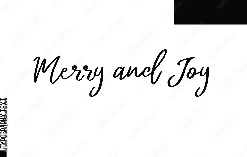 Fototapete merry and joy slogan of christmas typescript text