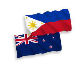 Flags of New Zealand and Philippines on a white background