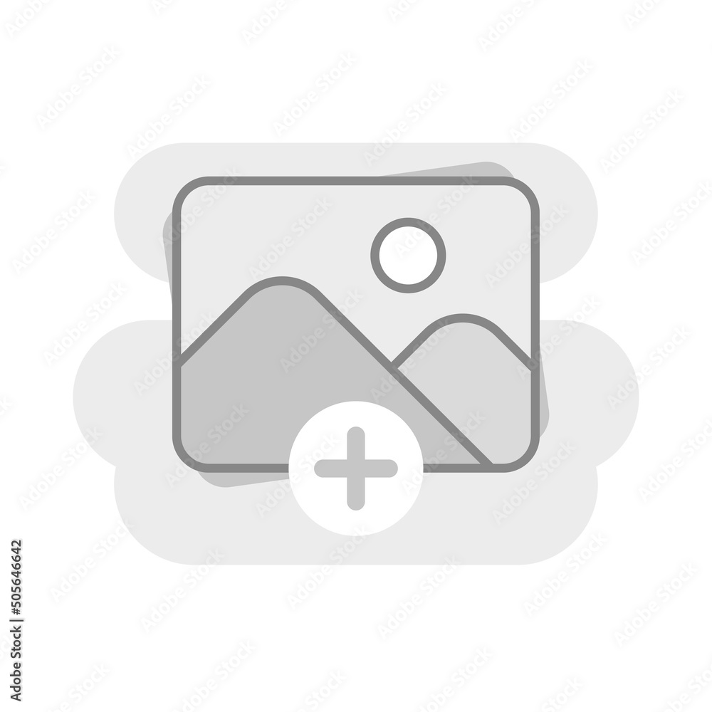 Aufkleber add photo button concept illustration flat design vector eps10. modern graphic element for landing p