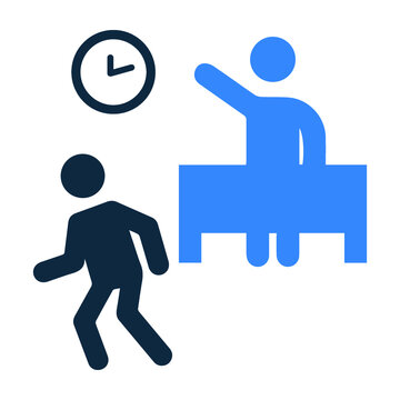 Belated, late employee, late worker, reaching late, tardy icon