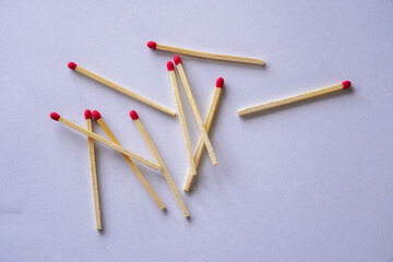 Close up of matches on white background