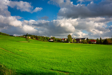 Obraz premium Idyllic summer meadow at sunny day in Poland
