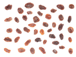 Bunch of Raisin isolated on white background. Macro. Healthy food concept