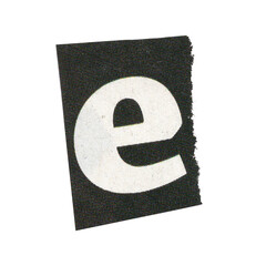 letter e magazine cut out font, ransom letter, isolated collage elements for text alphabet. hand...
