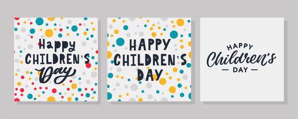 Happy Children's day. Holiday phrase. Hand drawn vector lettering.