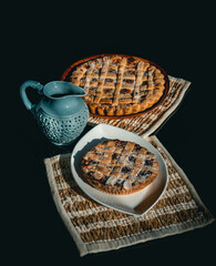 a delicious  pie (pastafrola) made with milk sweet. originary from uruguay argentina and paraguay.