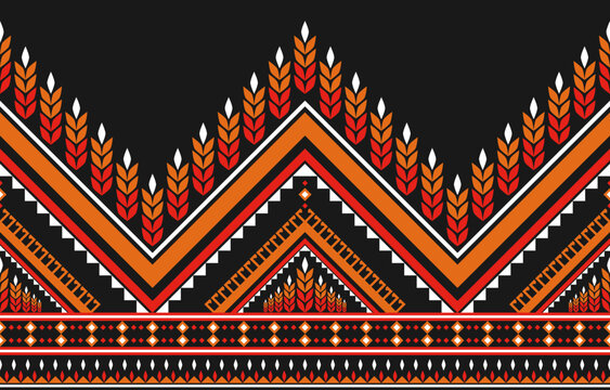 Abstract ethnic Aztec art. Geometric seamless pattern in tribal. Border decoration. Design for background, wallpaper, vector illustration, fabric, clothing, carpet, textile, batik, embroidery.