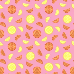 Foto op Aluminium Seamless pattern with citrus fruits: lemon and orange. © Julia G art