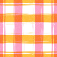 Pink and yellow summer plaid, pattern illustration