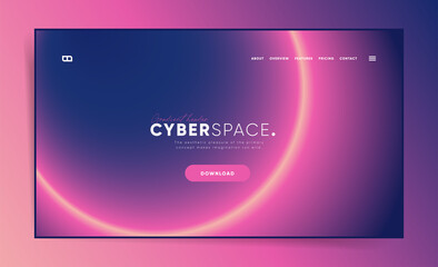 Neon space horizontal website header for web design. Dark cyber technology pattern screen banner layout cover. Technology business landing page. Modern vector space illustration.