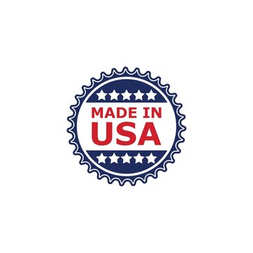 Made in USA label or banner with American flag and stars