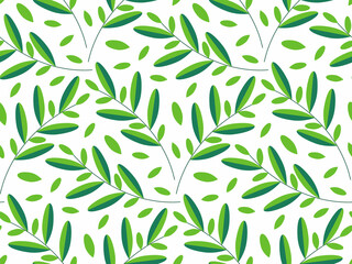 Branches with green leaves seamless pattern