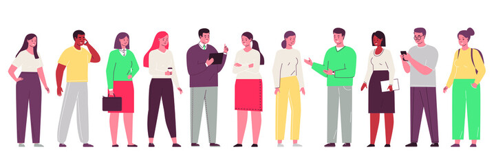 Set  happy people. Concept different activities men and women. Vector illustration on isolated