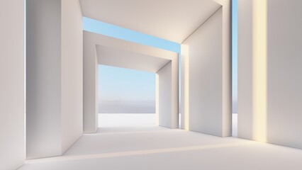 Fototapeta premium Architecture background geometric arched interior 3d render