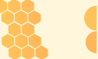 Hexagon sign frame on honey background vector illustration. Abstract geometric wallpaper.