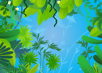 Fototapeta na wymiar cartoon scene with jungle forest illustration for kids