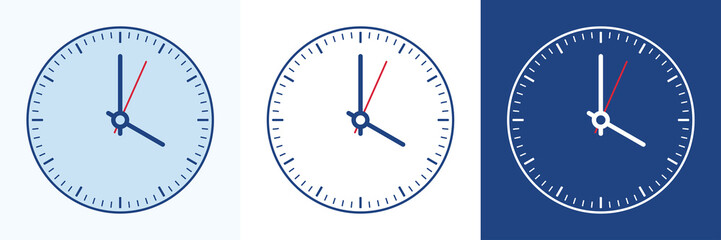 Dial wall clock design. Simple classic wall clock icon. Vector illustration