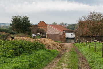 Fototapeta na wymiar View over a local traditional farm and staples