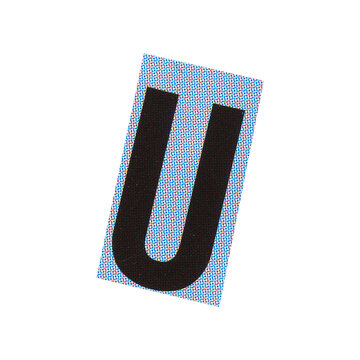 letter u magazine cut out font, ransom letter, isolated collage elements for text alphabet. hand made and cut, high quality scan. halftone pattern and texture detail. newspaper and scraps