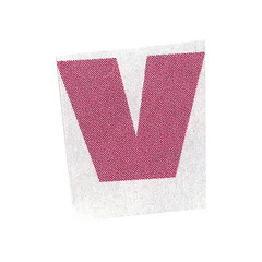  letter v magazine cut out font, ransom letter, isolated collage elements for text alphabet. hand...