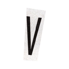  letter v magazine cut out font, ransom letter, isolated collage elements for text alphabet. hand...