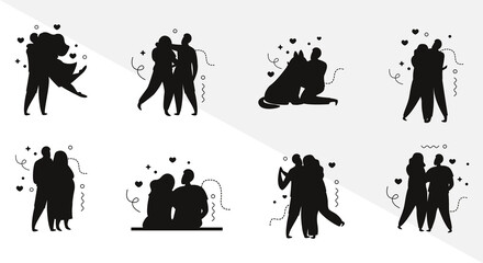 Hug day men women Silhouettes Vector.zip, Hug day Silhouettes Vector