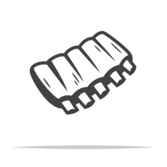 Beef ribs icon transparent vector isolated