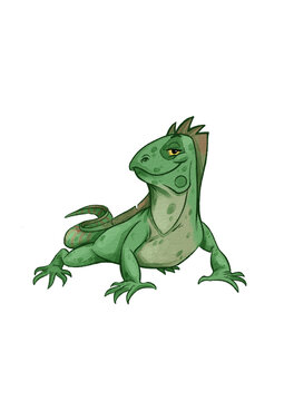 recommend clip art: I letter animal flashcard, iguana character illustration for children education. Learn alphabet easily