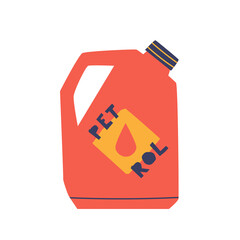 Red canister of gasoline or petrol. Isolated on white background vector illustration.