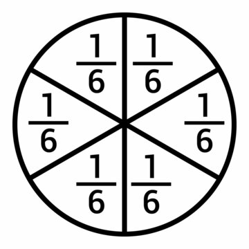 one sixth fraction circle with fraction number
