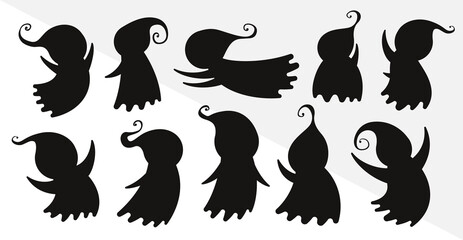 Ghost-transparent-set-Silhouettes-Vector