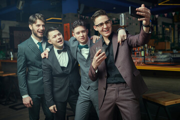 party of young businessmen