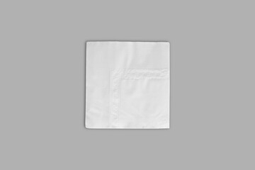 White square napkin isolated on a grey background. 3d rendering. - obrazy, fototapety, plakaty