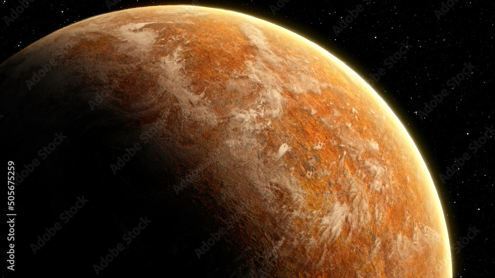 Leinwandbilder Space Exploration Alien Planet

Futuristic concept of deep space exploration discovering a new alien planet in another galaxy. Alien world concept
World map element furnished by NASA : https://visible