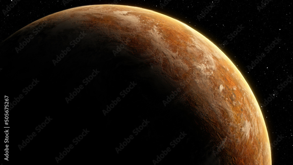 Fototapete Space Exploration Alien Planet

Futuristic concept of deep space exploration discovering a new alien planet in another galaxy. Alien world concept
World map element furnished by NASA : https://visible