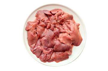 raw chicken liver on a plate