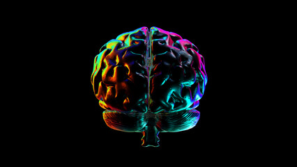 Fototapeta na wymiar Abstract Human brain with Rainbow Reflections Looped Animation