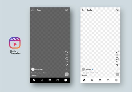 Lombok, Indonesia - Mei 19, 2022: Instagram reels screen mock up blank template. Vector illustration.