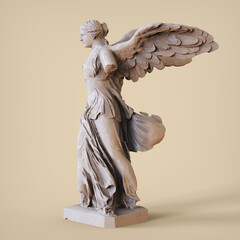 The Winged Victory of Samothrace. Greek classical statue of 'Nike' from Samothrace or 'Winged Victory'.  - obrazy, fototapety, plakaty