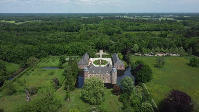 Castle Slangenburg in the Achterhoek, Gelderland, the Netherlands, Aerial