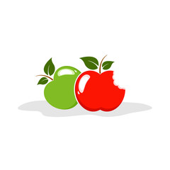 Green and red apples vector illustration. 