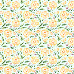 Watercolor pattern with hand-drawn lemons