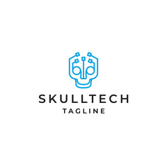 Skull tech logo icon design template flat vector