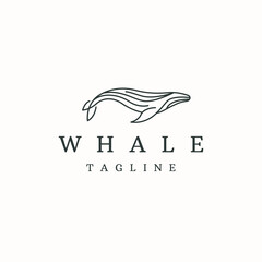 Fototapeta premium Whale fish logo icon design template flat vector