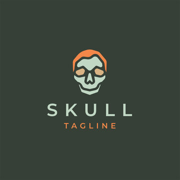 Skull head logo icon design template flat vector