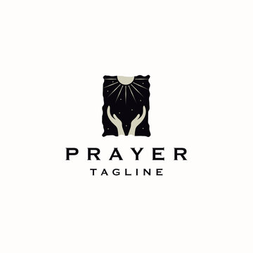 Hand praying logo icon design template flat vector