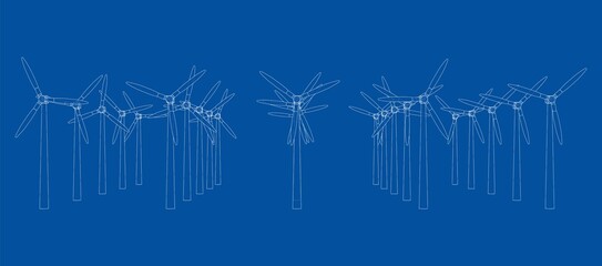 Wind turbines. Vector rendering of 3d © cherezoff